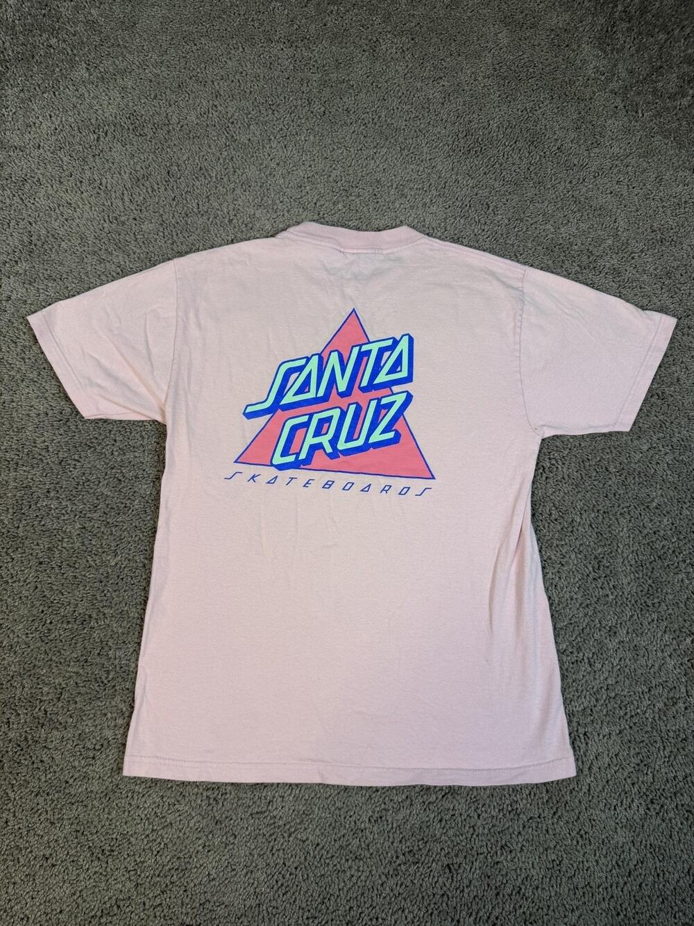 Santa Cruz Shirt Mens S Pink Back Graphic Skateboards Logo Cotton Jersey